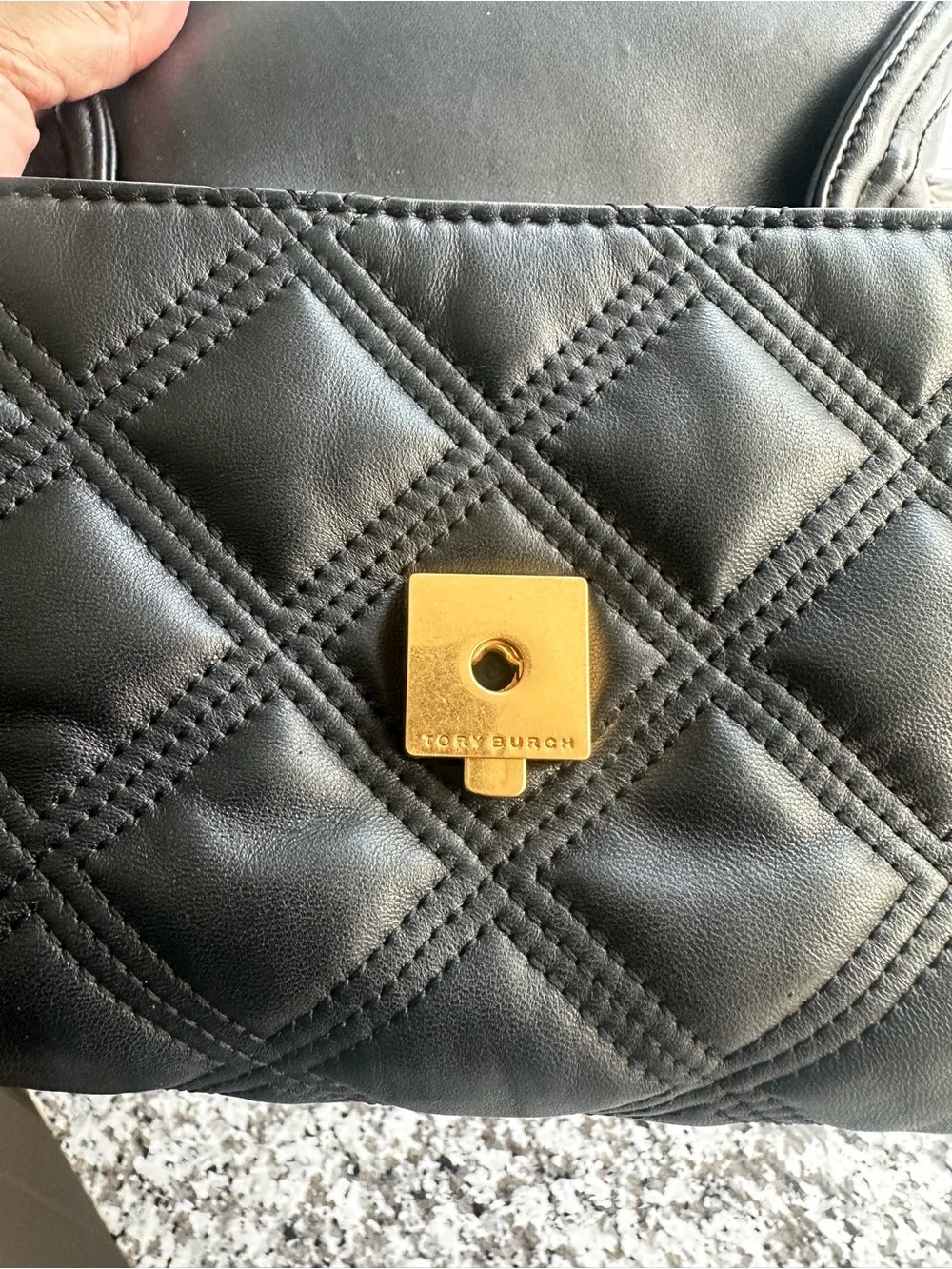 Tory Burch | Black Quilted Logo Clutch